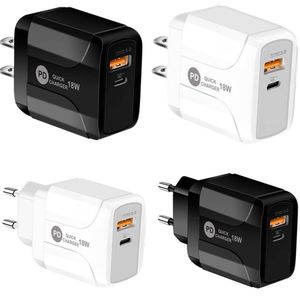 18W Tipo rápido C Charger QC 3.0 PD Cargers de pared EU US UK Plug para iPhone 7 8 x 11 13 14 Samsung LG Xiaomi enchufe de alimentación