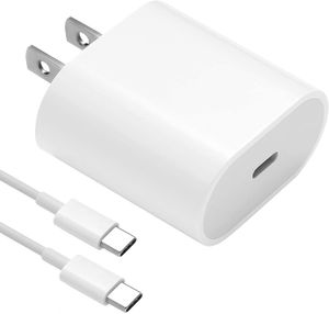 Chargeur rapide USB C 18 W pour iPad Pro 12.9 iPad Air 4, Samsung Galaxy S20/S10/S9, chargeur mural PD avec câble de charge USB C vers USB C