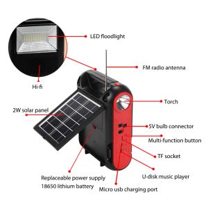 Chargeur solaire Solar Panel 18W USB + Bulbes LED Kit de générateur de systèmes à domicile