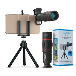 Téléobjectif Zoom 18X avec trépied, optique universelle, télescope en verre, objectif de caméra de téléphone, objectif Zoom 18X25 pour téléphone portable