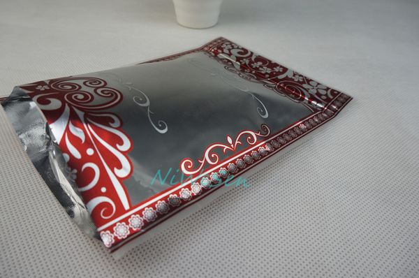 18x26 cm, 100 pcs/lot sac ziplock transparent mat autonome avec impression de fleur rouge-pochette en plastique refermable pour nougat/chocolat