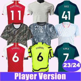 2023 24 SAKA WHITE Player Mens Soccer Jerseys Tierney Gabriel Odegaard Smith Rowe Martinelli Home Away 3ème version commune Éditions spéciales Chemises de football