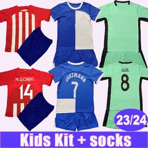 2023 24 KOKE Kids Kit Soccer Jerseys GRIEZMANN MEMPHIS CORREA MOLINA REINILDO R.DE PAUL Accueil Rouge et Blanc Costume Enfant 3ème Chemises de Football Uniformes