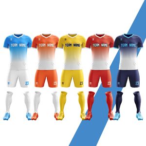 Custom Heren Jeugd Voetbal Kits Voetbalshirts Gepersonaliseerde Team Naam Nummer Logo