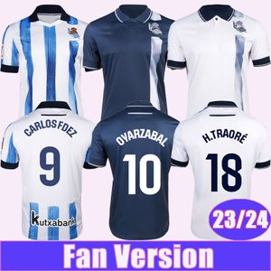 23 24 Real Sociedad voetbalshirts voor heren H. TRAORE PACHECO OYARZABAL MERINO CARLOS FDEZ SADIQ BRAIS MENDEZ CHO thuis weg 3e voetbalshirts