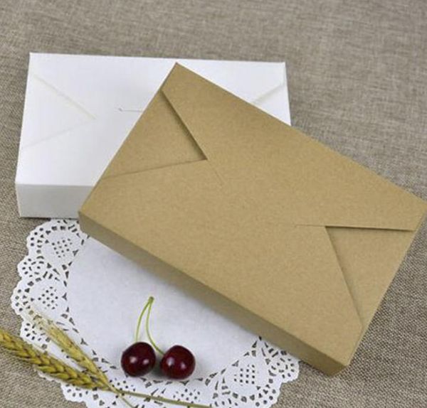 Boîte-cadeau en papier Kraft 19.5cm x 12.5cm x 4cm, Type enveloppe, boîtes en carton, emballage de sucre pour fête de mariage, Festival