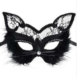 19 8 cm Máscaras de zorro Máscara de gato de encaje sexy PVC Negro Blanco Mujeres Máscara veneciana del partido de la bola de mascarada QERFORMANCE Diversión Masks246Q