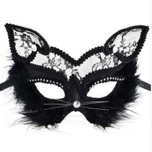 19 8cm Fox Masques Sexy Lace Cat Mask PVC Black White Femmes Venetian Masquerade Ball Party Mask Qerformance Fun Masks267k