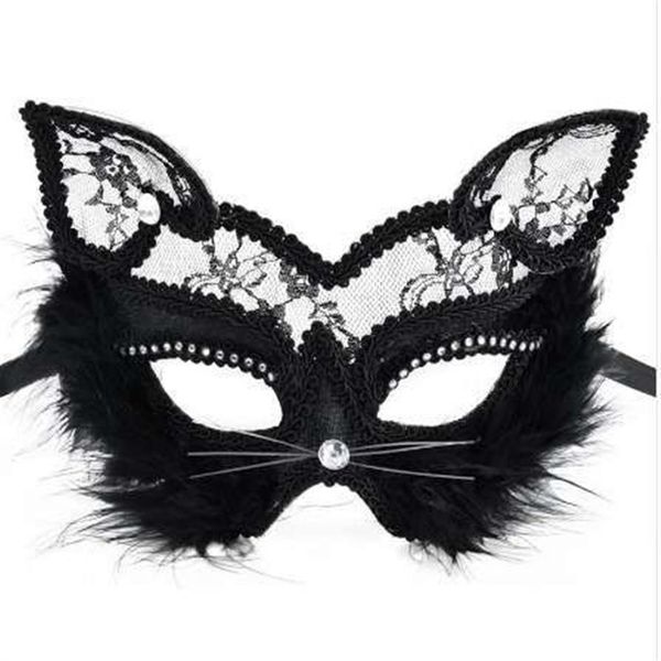 19 8cm Masques de renard Masque de chat en dentelle sexy PVC Noir Blanc Femmes Mascarade vénitienne Masque de fête QERFORMANCE Fun Masks246Q