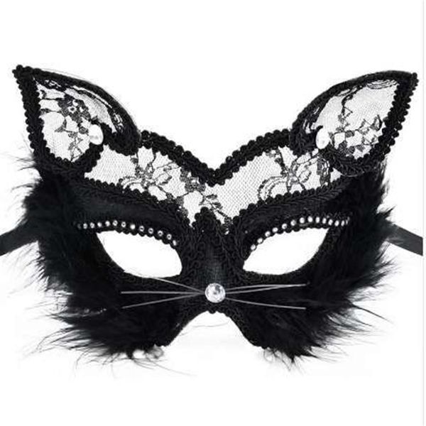 19 8cm Masques de renard Masque de chat en dentelle sexy PVC Noir Blanc Femmes Mascarade vénitienne Masque de fête QERFORMANCE Fun Masks267O