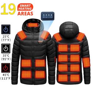 19 zones vestes chauffantes pour hommes femmes USB électrique sweat à capuche chauffant hiver vêtements chauffants chauffant manteau de chasse Rechargeable 231228