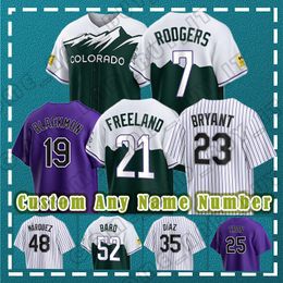 19 Charlie Blackmon Honkbalshirt 23 Kris Bryant 7 Brendan Rodgers Colorado Kyle Freeland Duits Marquez C.J. Cron Michael Toglia Yonathan Daza Nolan Jones McMahon