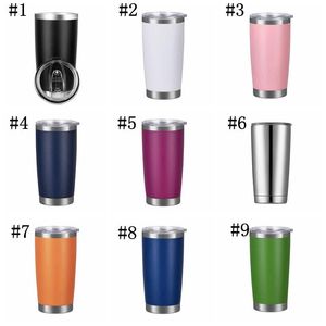 19 couleurs 20 oz tasses à café de bière tasse de voiture gobelets en acier inoxydable tasses tasse de voyage isolée sous vide bouteille d'eau en métal avec couvercle 1103