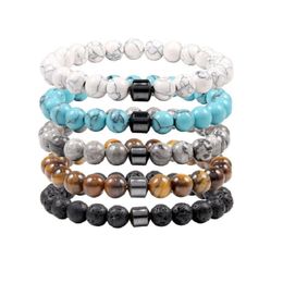 19 kleuren natuursteen armband magnetische therapie armband lava turquoise armband vulkanische steen malachiet armband voor vrouwen mannen Bangle 8mm