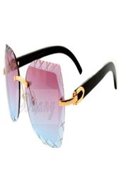 19 lentilles de sculpture de couleur directe d'usine lunettes de soleil sculptées de haute qualité 8300593 lunettes de soleil cool en corne noire naturelle pure taille 60188806655