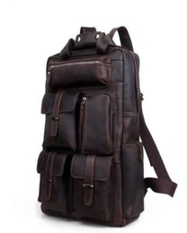 19 pouces de grande capacité Pu Leather Men Business Backpack Geatic Leather Outdoor Rackpacker Weekender Bouggage à main Backpa1215545