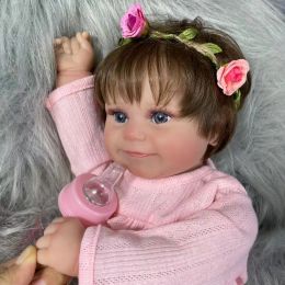 19 inch herboren babypoppen Maddie Volledig siliconen vinyl body girl handgemaakt met geworteld haar pasgeboren poppencadeau voor kinderen