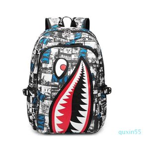 Mochilas de gran tamaño de 19 pulgadas, bolso de hombro Unisex con boca de tiburón de dibujos animados, mochilas escolares para estudiantes, paquetes de libros para escuela secundaria