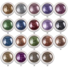 19 pot / set miroir frotter poudre à ongles miroir métallique 19 couleurs paillettes effet métal nail art vernis UV poudre de pigment chromé 0,5 g 240220