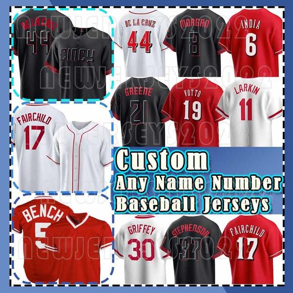 44 Elly De La Cruz Reds Béisbol 5 Johnny Bench Jerseys 30 Ken Griffey Jr. Jonathan India Joey Votto Barry Larkin Cincinnati Spencer Steer Alexis Diaz Hunter Greene Rose