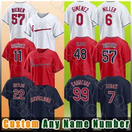 11 Jose Ramirez 57 Shane Bieber Baseball Maillots Andres Gimenez Josh Naylor Eddie Rosario Ricky Vaughn Emmanuel Clase Owen Miller Oscar Gonzalez Cal Quantrill