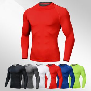 19 New Quick Dry Running Shirt Hommes Bodybuilding Sport T-shirt À Manches Longues Compression Top Gym t Shirt Hommes Fitness Tight rashgard