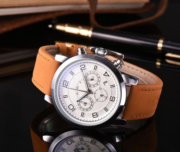 19 Los más nuevos hombres de la llegada reloj de lujo Mont Japón cuarzo gran dial pu correa de cuero flyback relojes casual monaco blanc reloj de pulsera Envío gratis