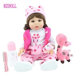 19 "Full Body Soft Silicone Baby Reborn Doll 48cm Realistische Pasgeboren Vinyl Bebe Girl Doll Bad Toy Verjaardagscadeau Q0910