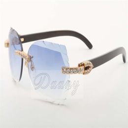 Lunettes de soleil à angle noir naturel, 19 ventes, 8300817-A, lunettes de soleil de luxe haut de gamme en diamant, taille 58-18-140, lunettes de soleil204n
