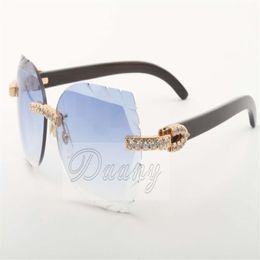 19-Selling Cut Natural Black Angle Zonnebril 8300817-A High-End Luxury Diamond Diamond Sunglasses Maat 58-18-140 Zonnebril278S