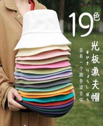 19 couleurs unies nouveau été printemps femmes chapeau de soleil coton Panama flottant seau chapeau filles pêcheur chapeau personnalisé Y2203012137569