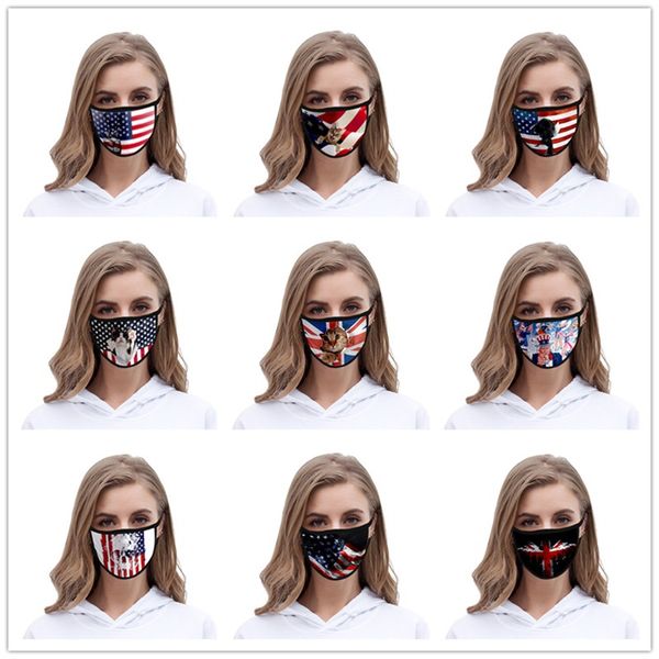 19 styles Drapeau américain Face Masque Unisexe anti-poussière Pollution lavable Masques de concepteur USA Indépendance Day Party Masques pour adultes Enfants