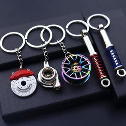 19 Stijlen Auto Modificatie Keychains Turbo Charged Shift Head Shock Model Keychain Absorber Remschijf Motor Piston Rotor Cars Simulatie Tool Ring