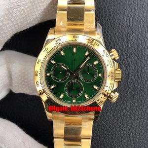 19 stijlen luxe horloges N Factory V4 116508 40 mm 904L CAL.4130 automatische chronograaf herenhorloge groene wijzerplaat 18k gouden armband herenhorloges