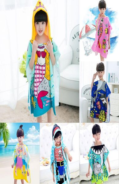 19 styles peignoir sirène enfants Robes dessin animé animal requin chemise de nuit enfants serviettes peignoirs à capuche C25083290949