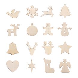 19 stijlen houten kerstboom hanger decoratie accessoires eland christm als bomen sneeuwvlok voor Christma creatieve hangers handgeschilderde decoraties