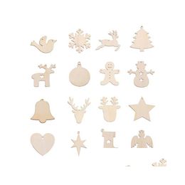 19 styles de pendentif d'arbre de Noël en bois Accessoires de décoration Elk Christm comme arbres Flocon de neige pour Noël Pendentifs créatifs peints à la main Dr
