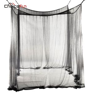 190 * 210 * 240cm Hoogwaardige 4-hoek Zwart Bed Netting Canopy Mosquito Net voor Queen / King Sized Bed