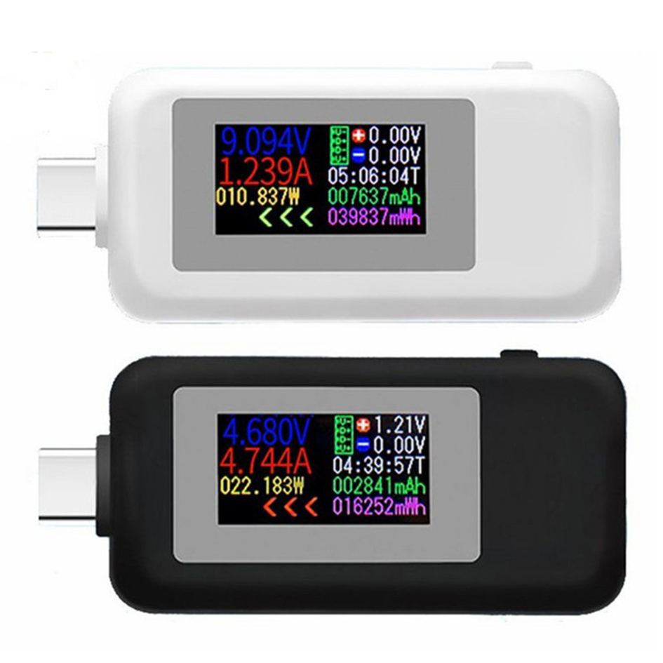 1902C Typ C Bidirektional USB-C-Tester farbiger Bildschirm USB-Strom- und Spannungsbatterie-Stromversorgungstabelle Tester Tester