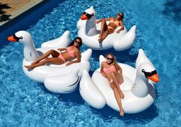 190 cm gigante inflable cisne flotador blanco gran paseo en juguetes de animales piscina flotante adultos natación al aire libre juguete infantil anillo de natación buen precio # T6
