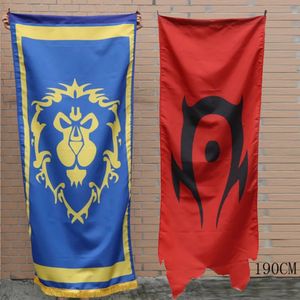 190 cm World Of War Riot Alliance Horda Bandera Juego Insignia Banner Oversize Dacron Azul Bandera Roja Fiesta en casa Cosplay Accesorio 240327