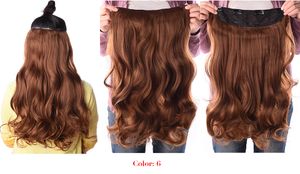 190g Clip ondulado estirado de 24 pulgadas en extensiones de cabello sintético Fibra resistente al calor 4 clips de una pieza 17 colores disponibles