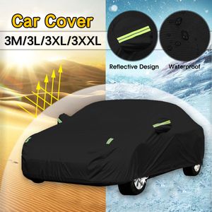 190T Materialen Zwart Volledige Auto Cover M / L / XL / XXL Outdoor Indoor Waterdicht Zonnebrandcrème Anti UV Stofdicht Wind Sneeuwbestendig