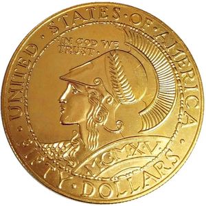 Copia de monedas chapadas en oro conmemorativas redondas de Panamá Pacífico de 1915 S 50 Gold