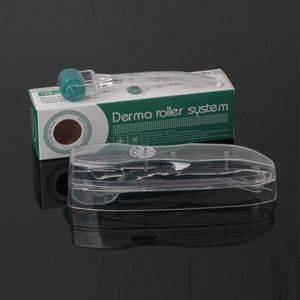192 agujas Derma Roller Micro Dermaroller Microneedle Roller Mango transparente y cabezal de rodillo verde para tratamiento antienvejecimiento de la caída del cabello