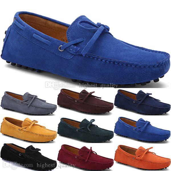 192 New Fashion mens Casual Chaussures en cuir style britannique printemps Couple véritable Peas Scrub men Drive Lazy man overshoes outdoor confortable respirant noir jaune