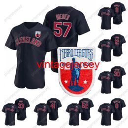 Maillot des ligues noires 1920-2020 Shane Bieber Delino DeShields Jose Ramirez Francisco Lindor Tyler Naquin Maillot Carlos Santana Mike Clevinger