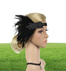 Jaren '20 Hoofddeksel Veer Flapper Hoofdband Great Gatsby Hoofdtooi Vintage drop 8pcs4322436