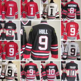 1926-1999 Film Retro CCM Hockey Jersey Borduursel 9 Bobby Hull 1 Glenn Hall 10 Patrick Sharp 8 Bill Mosienko 38 Ryan Hartman 61 Stanley Cup 97 30