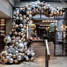 192 stks Metalen Zilveren Ballonnen Guirlande DIY Bruiloft Decoraties Chroom Goud Champagne Mat Zwart Ballon Boog Verjaardagsfeestje Decor X203A